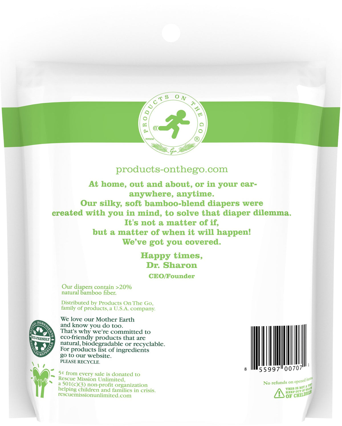 Little Toes Convenience On The Go 2x Natural Bamboo Diapers | Size Medium