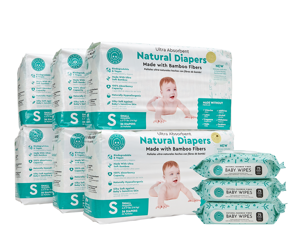 Little Toes Disposable Biodegradable Bamboo Diapers 216 Packs SMALL Monthly Subscription Pack