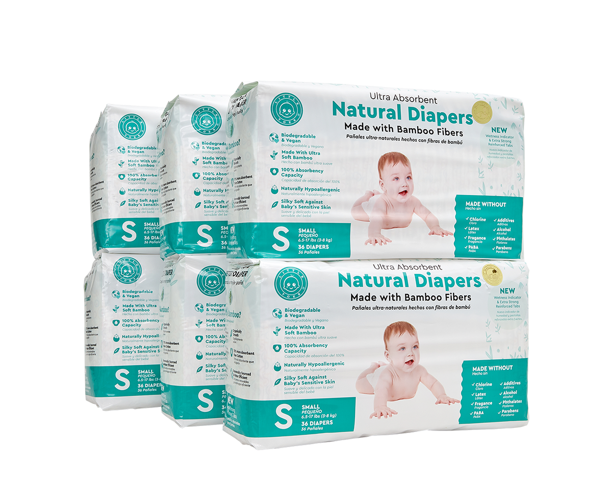 Little Toes Disposable Biodegradable Bamboo Diapers Monthly Value Pack (216 Count)     Size – Newborn or Small